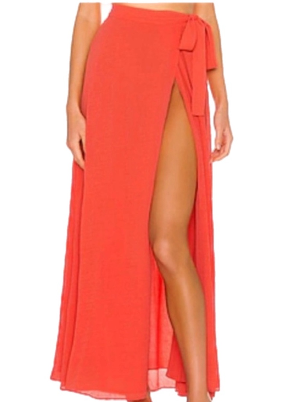 Hot Miami Styles Maxi Wrap Beach Cover-up Skirt Small Lightweight Coral Coastal
